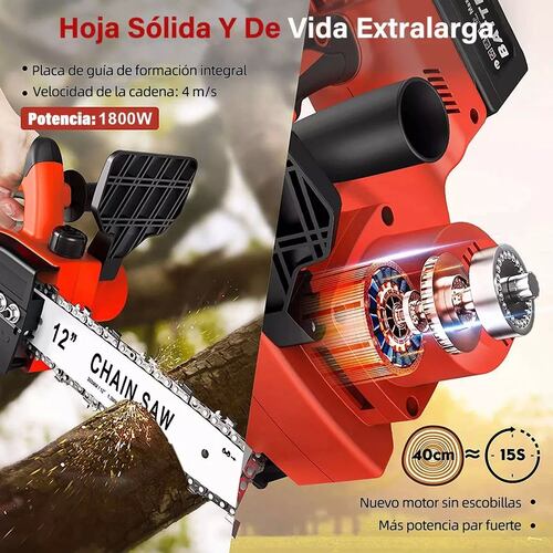 Motosierra Eléctrica Inalámbrica 12inch Moto Sierra Portatil.