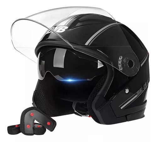 Casco De Moto Abatible Con Doble Mica color NEGRO