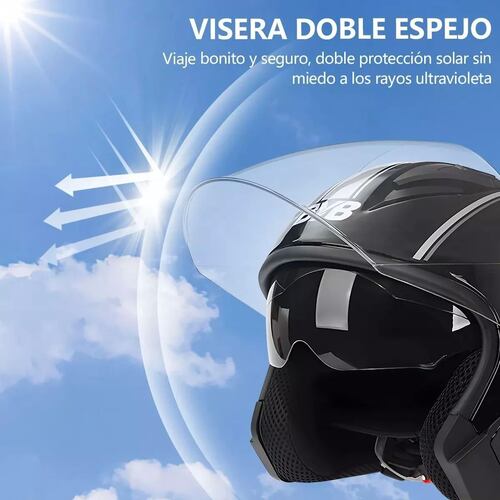 Casco De Moto Abatible Con Doble Mica color NEGRO