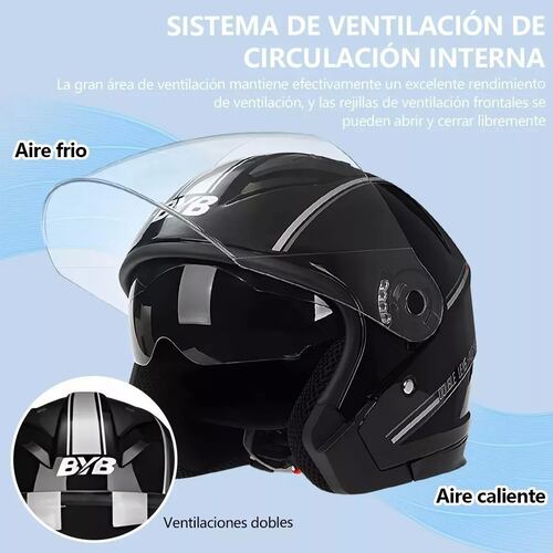 Casco De Moto Abatible Con Doble Mica color NEGRO