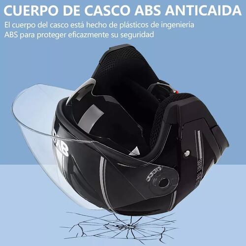 Casco De Moto Abatible Con Doble Mica color NEGRO