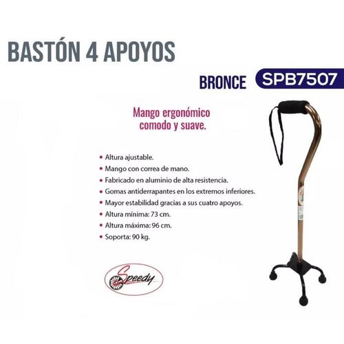 Baston 4 Apoyos Bronce Ajustable Ergonomico Aluminio SPEEDY