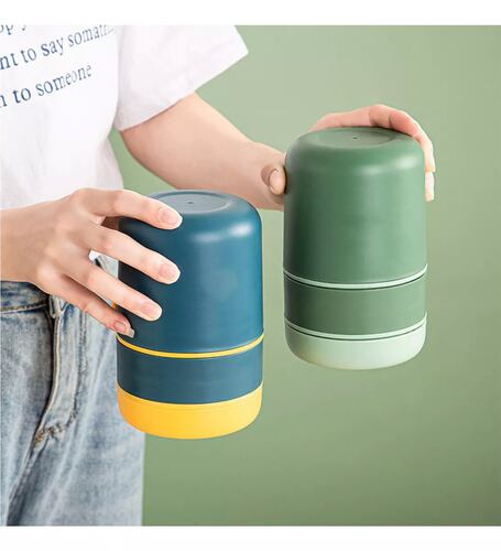 Lonchera Termica Acero Inoxidable De 710ml Incluye Cuchara color BLUE-YELLOW.