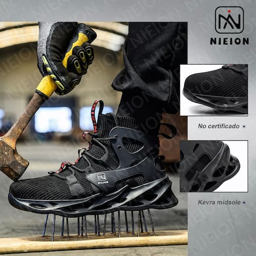 Tenis De Seguridad Zapatos Trabajo Anti-pinchazos Nieion TALLA 27 color NEGRO
