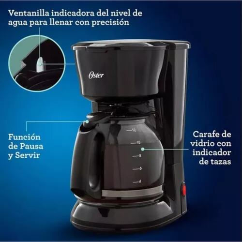 Cafetera Goteo Oster Automática 12 Tazas Filtro Permamente.