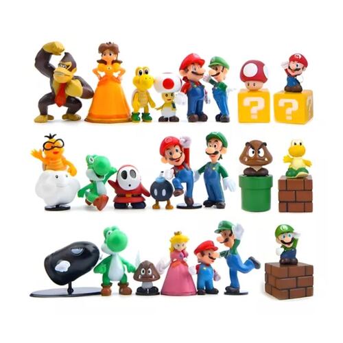 Figuras Super Mario Bross, Luigi, Mario, Juguetes Niños 23 piezas, Multicolor.