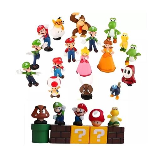 Figuras Super Mario Bross, Luigi, Mario, Juguetes Niños 23 piezas, Multicolor.
