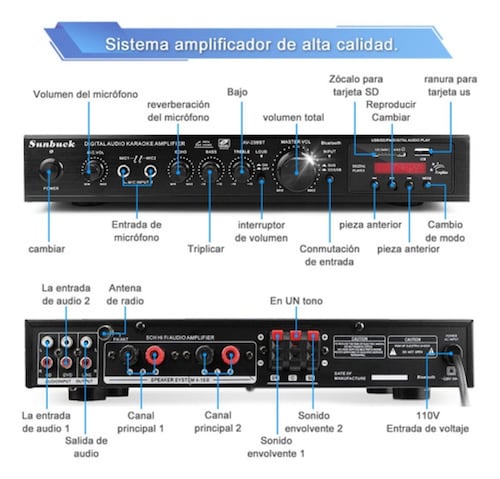 Amplificador De Audio Para Carro Bluetooth 2 Canales 600w Negro 
