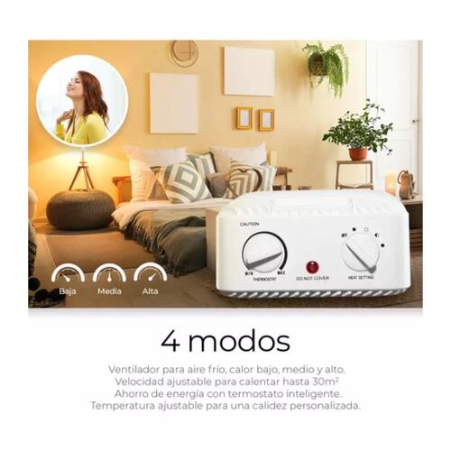 Pelonis Calentador Eléctrico Con Ventilador 1500w 12.5a 120v Cuadrado Blanco 