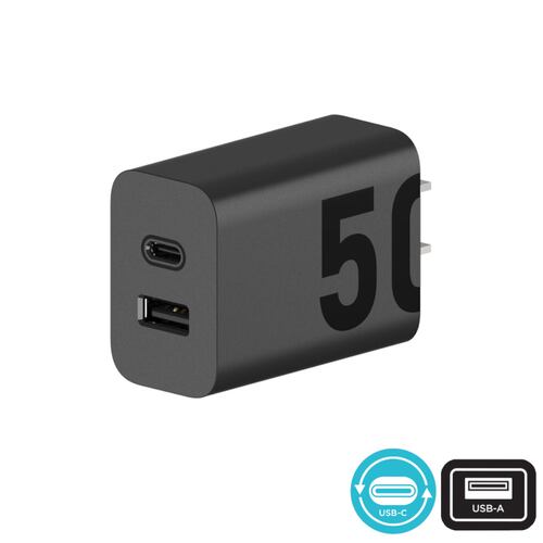 Cargador Motorola 50W salida Duo USB-A y C Turbo con cable