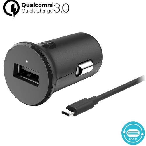 Cargador USB Auto carga rápida MOTOROLA 18W + Cable A-C