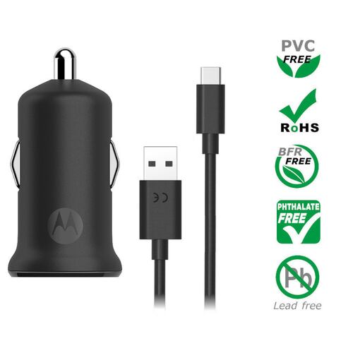 Cargador USB Auto carga rápida MOTOROLA 18W + Cable A-C