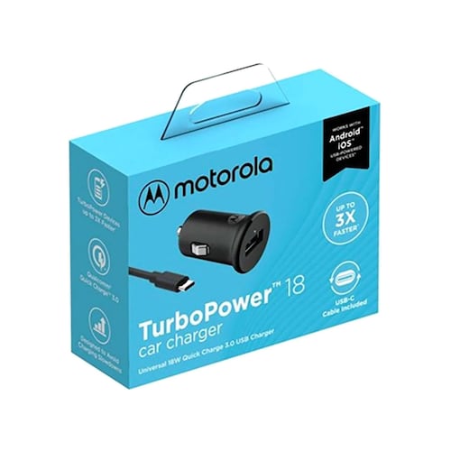 Cargador USB Auto carga rápida MOTOROLA 18W + Cable A-C