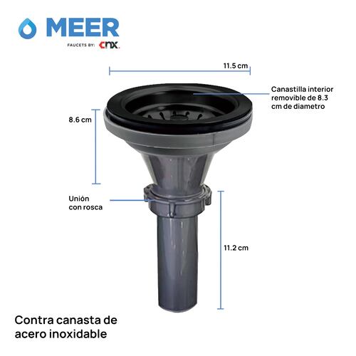 Contra Canasta con Tubo Canastilla para Tarja Negro Mate.