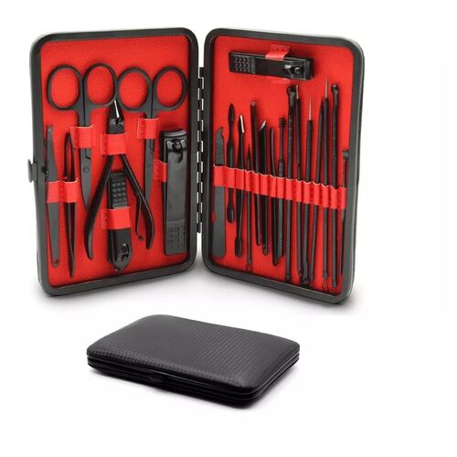 Set De Manicura Pedicura Pies Manos Corta Uñas 23 Piezas Negro