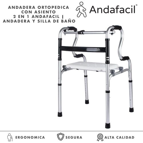 Andadera Ortopedica con Asiento 2 en 1 Andafacil | Andadera y Silla de Baño.
