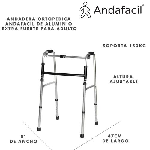 Andadera Ortopedica Andafacil de Aluminio Extra Fuerte para Adulto.