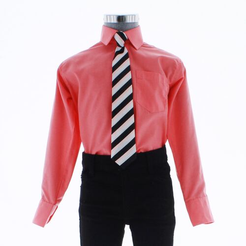 Camisa De Vestir Niño Rosa Coral Manga Larga 3582 2-18 Años...