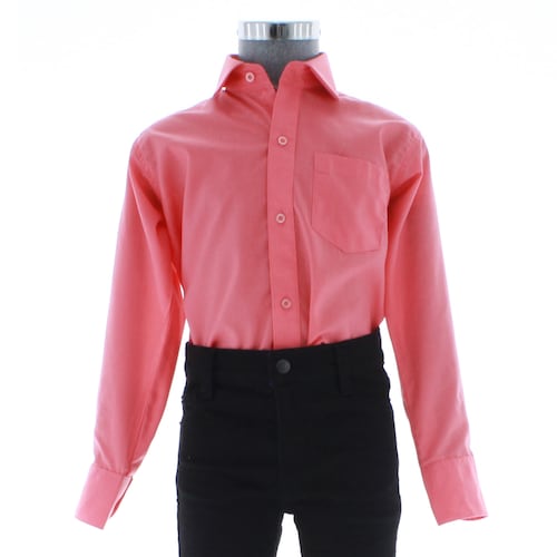 Camisa De Vestir Niño Rosa Coral Manga Larga 3582 2-18 Años...