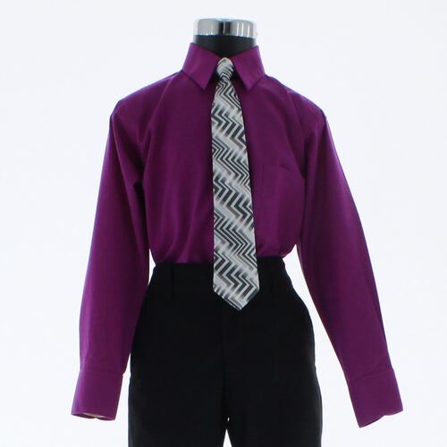 Camisa De Vestir Niño Morado Bugambilia Manga Larga 3589 2-18 Años..