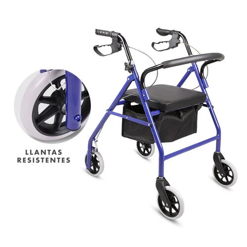 Andadera Andador 4 Ruedas Andafacil Aluminio Plegable Asiento Bolsa.
