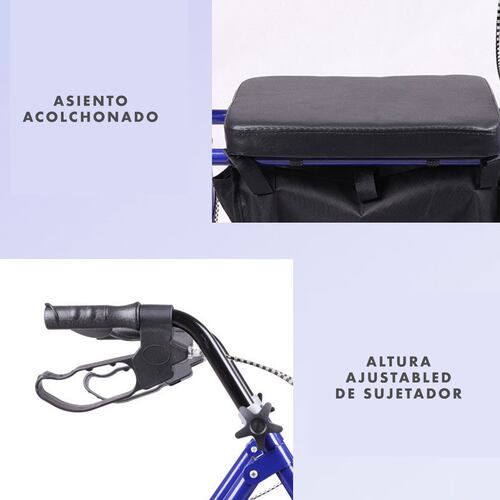 Andadera Andador 4 Ruedas Andafacil Aluminio Plegable Asiento Bolsa.