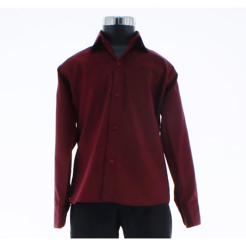 Camisa De Vestir Niño Color Vino Manga Larga 3591 2-18 Años..