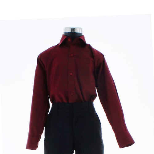 Camisa De Vestir Niño Color Vino Manga Larga 3591 2-18 Años..