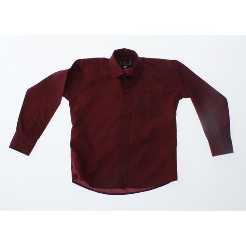 Camisa De Vestir Niño Color Vino Manga Larga 3591 2-18 Años..