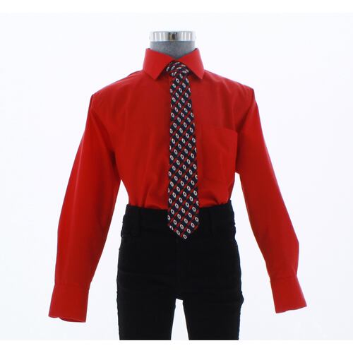 Camisa De Vestir Niño Color Rojo Manga Larga 3592 2-18 Años..