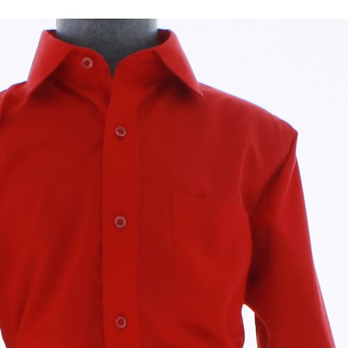 Camisa De Vestir Niño Color Rojo Manga Larga 3592 2-18 Años..