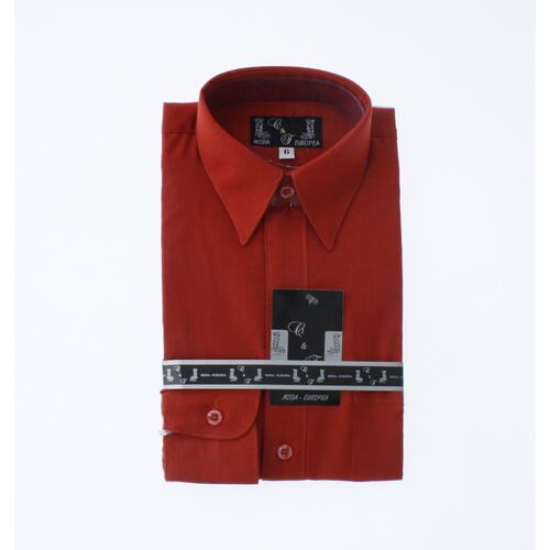 Camisa De Vestir Niño Color Chedron Manga Larga 3593 2-18 Años..