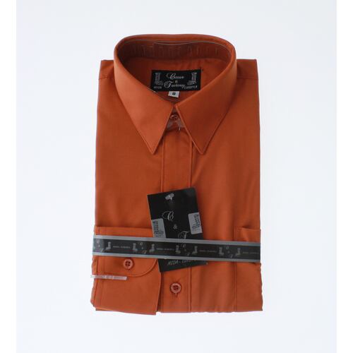 Camisa De Vestir Niño Color Ladrillo Manga Larga 3594 2-18 Años...