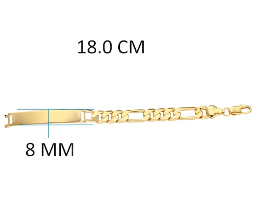 Pulsera Esclava Chapa de Oro 18K Horoz Placa lisa 22cm SH2.