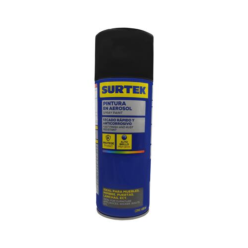 Pintura En Aerosol 400ml Color Negro Satinado Aes402 Surtek
