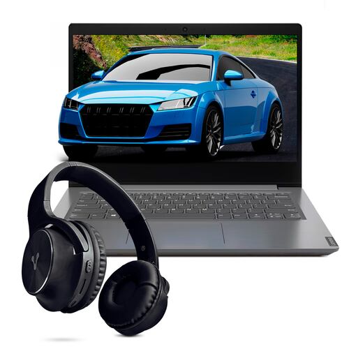 Combo Laptop Lenovo V14 are AMD Ryzen 5-4500U 8GB 256GB 14Pulg HD w10pro Iron Grey 82DQ000TLM + Audifonos.