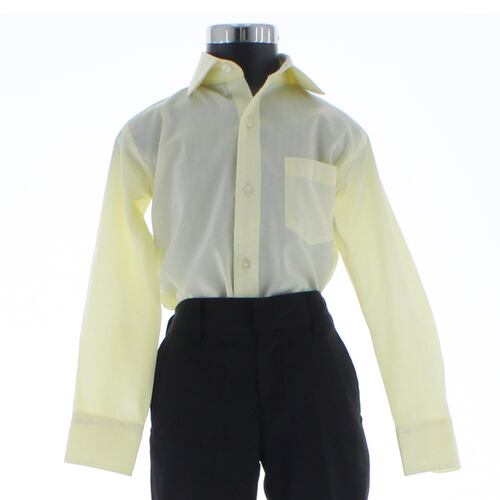 Camisa De Vestir Niño Color Amarillo Paja Manga Larga 3601 2-18 Años...
