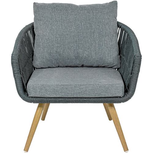 Sala Exterior Jardin Terraza Rattan 5 Pz Doble Mesa Negro 
