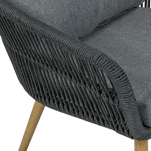 Sala Exterior Jardin Terraza Rattan 5 Pz Doble Mesa Negro 
