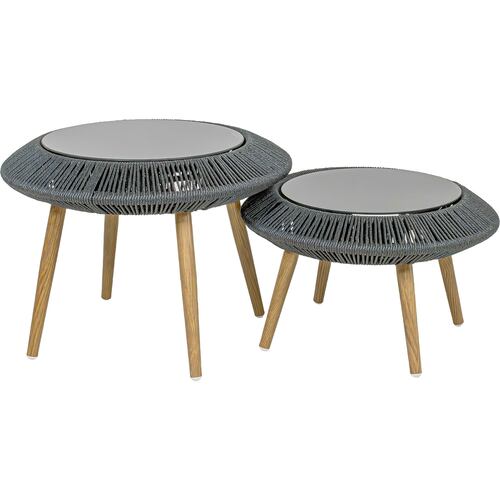 Sala Exterior Jardin Terraza Rattan 5 Pz Doble Mesa Negro 