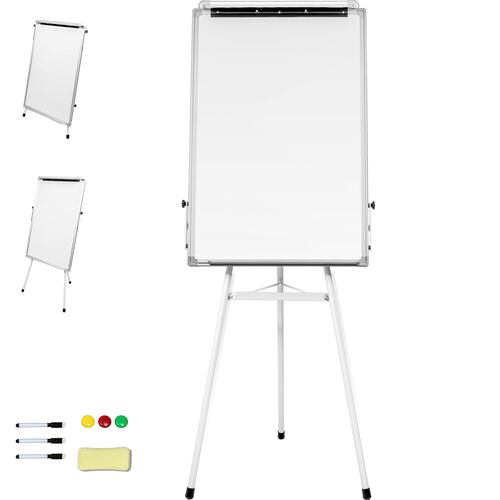Pizarron Blanco 90x60cm Caballete Tripie Altura Ajustable