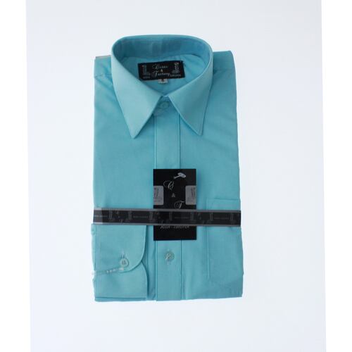 Camisa Azul Aqua De Vestir para Niño Manga Larga 3614 2-18 Años..