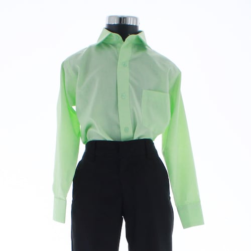 Camisa Verde Menta De Vestir para Niño Manga Larga 3615 2-18 Años..