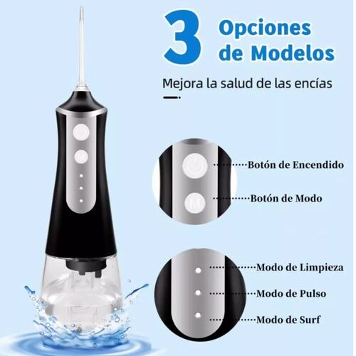 Irrigador Dental Bucal Portátil Recargable,inalambrica Negro