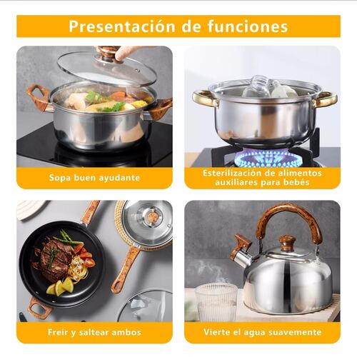 Batería de cocina 11 piezas acero inoxidable Kit