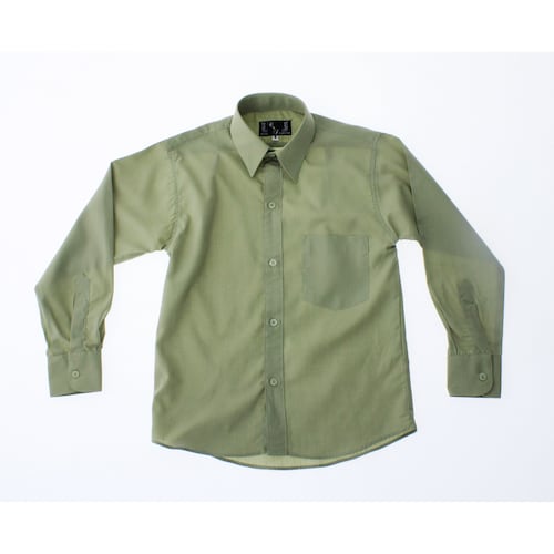 Camisa De Vestir Verde Olivo para Niño Manga Larga 3625 2-18 Años.-