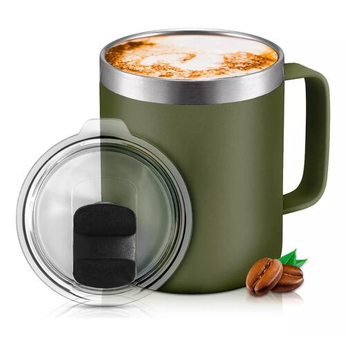 Taza Para Café - Doble Capa Antiderrame Multifuncional 12oz Verde Militar