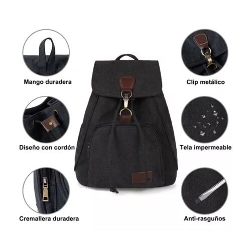 Mochila Escolar Antirrobo Para Mujer Negro