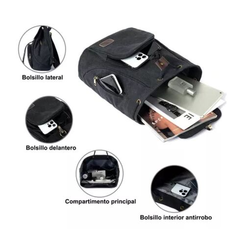 Mochila Escolar Antirrobo Para Mujer Negro