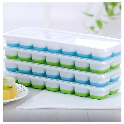 Bandejas De Cubitos Hielo, Molde De Hielo Con Tapa, 4 Juego